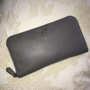 Prada Saffiano zip around wallet